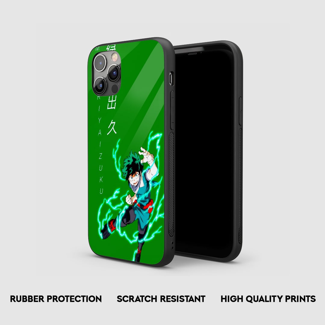 Izuku Midoriya anime phone case with green aura design
