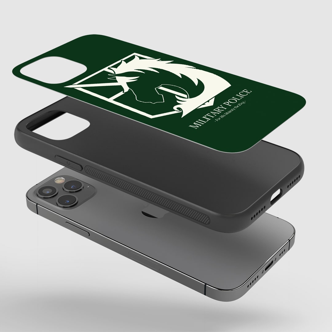 Military Police Regiment Phone Case installed on a smartphone, offering robust protection and an iconic design.