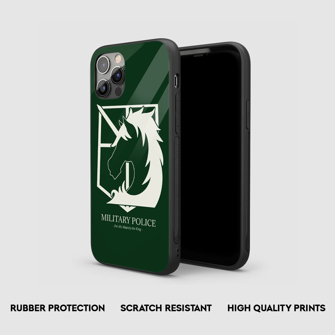 Side view of the Military Police Regiment Armored Phone Case, highlighting its thick, protective silicone material.