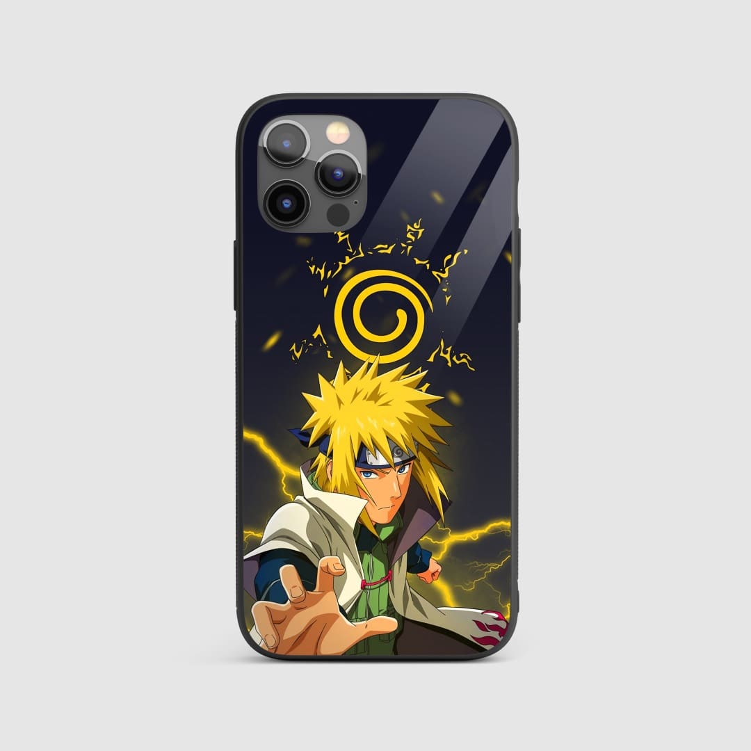 Minato Namikaze Silicone Armored Phone Case featuring dynamic artwork of the Fourth Hokage in action.