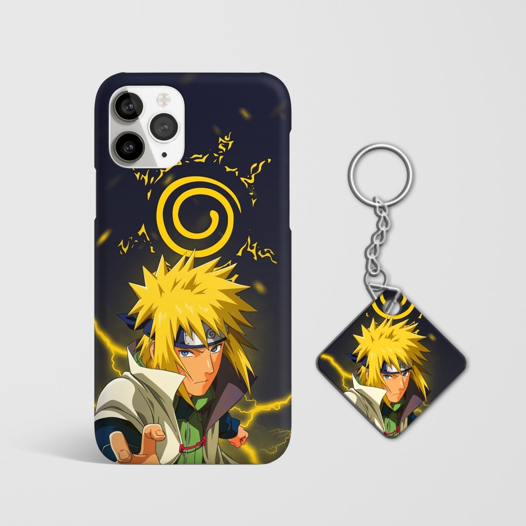 Close-up of the Minato Namikaze Phone Cover, showcasing the detailed 3D matte design with Keychain.