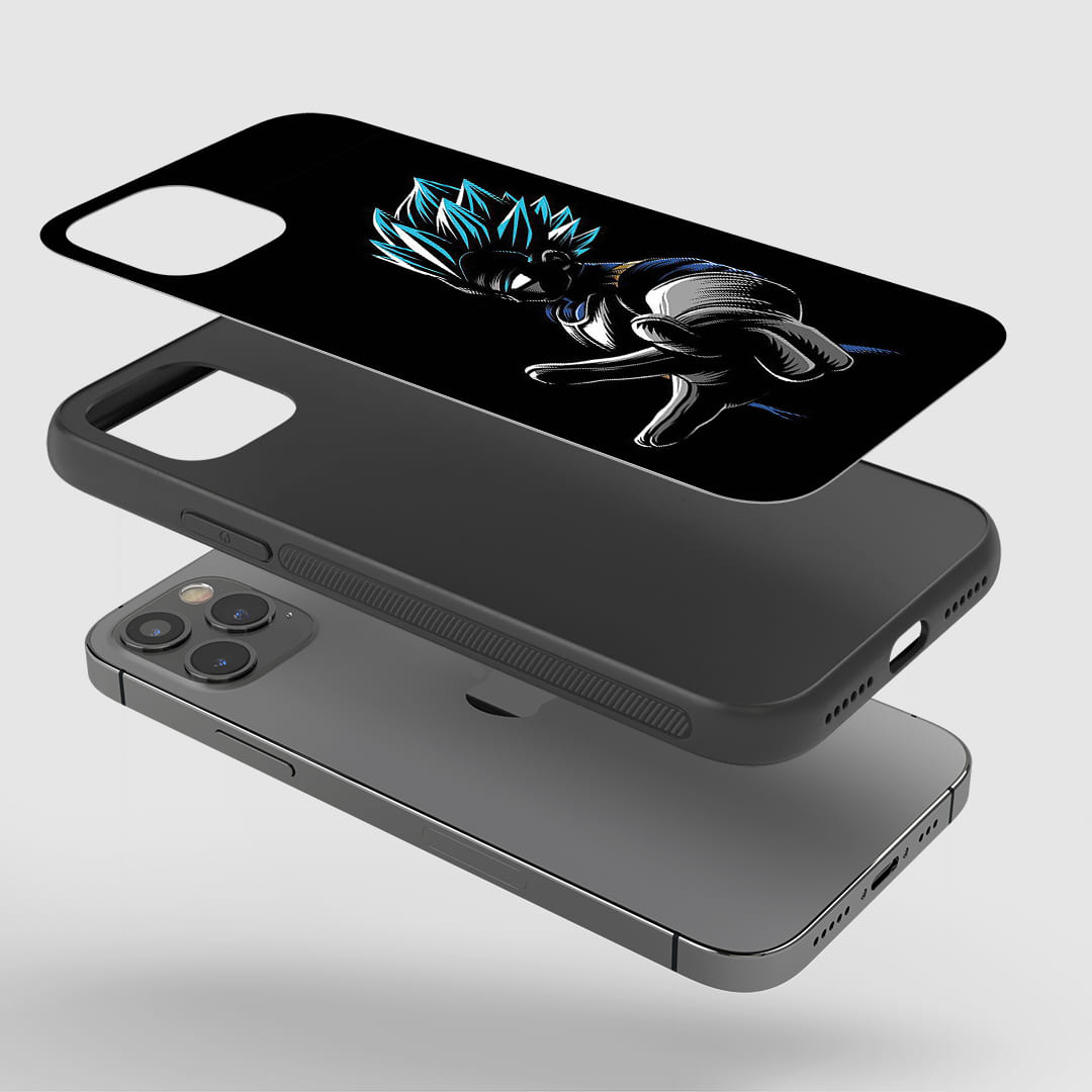 Minimal Vegeta Phone Case installed on a smartphone, providing easy access to all functions.