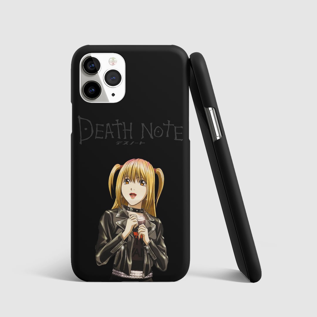 Striking artwork of Misa Amane from "Death Note" on phone cover.
