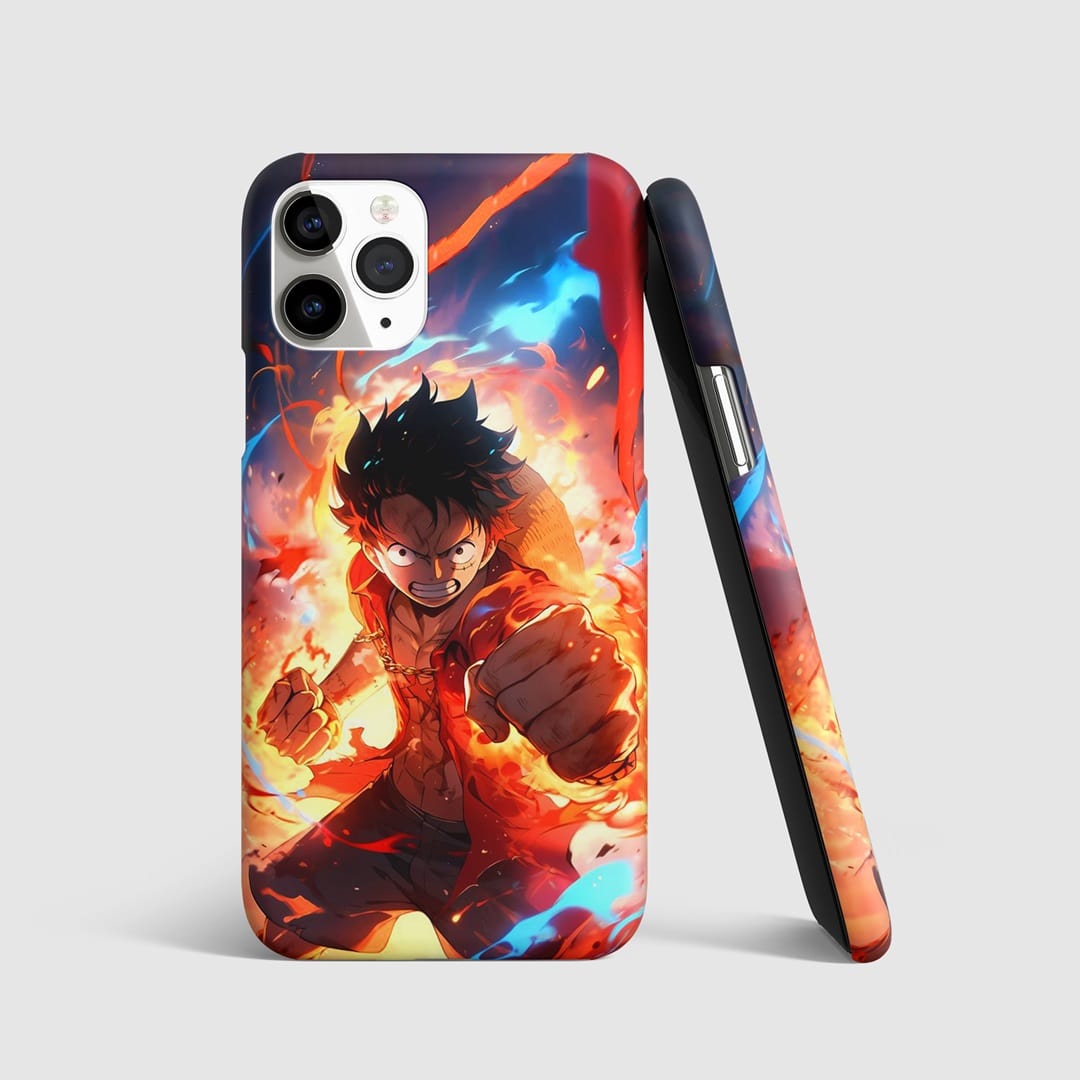 Monkey D Luffy Action Phone Cover with 3D matte finish featuring Luffy in action.