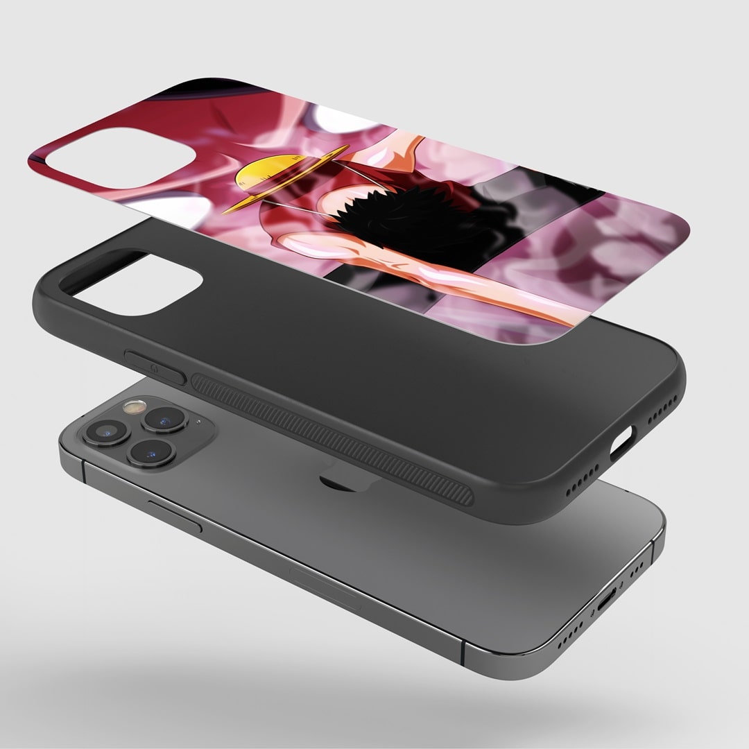 Monkey D Gear Phone Case installed on a smartphone, showing clear access to all ports and buttons.