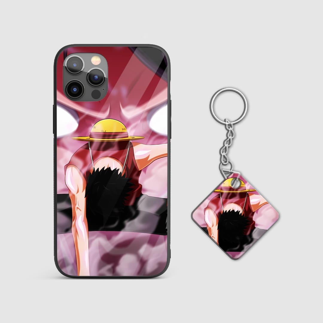 Detailed view of the dynamic Gear transformation artwork on the armored phone case with Keychain.