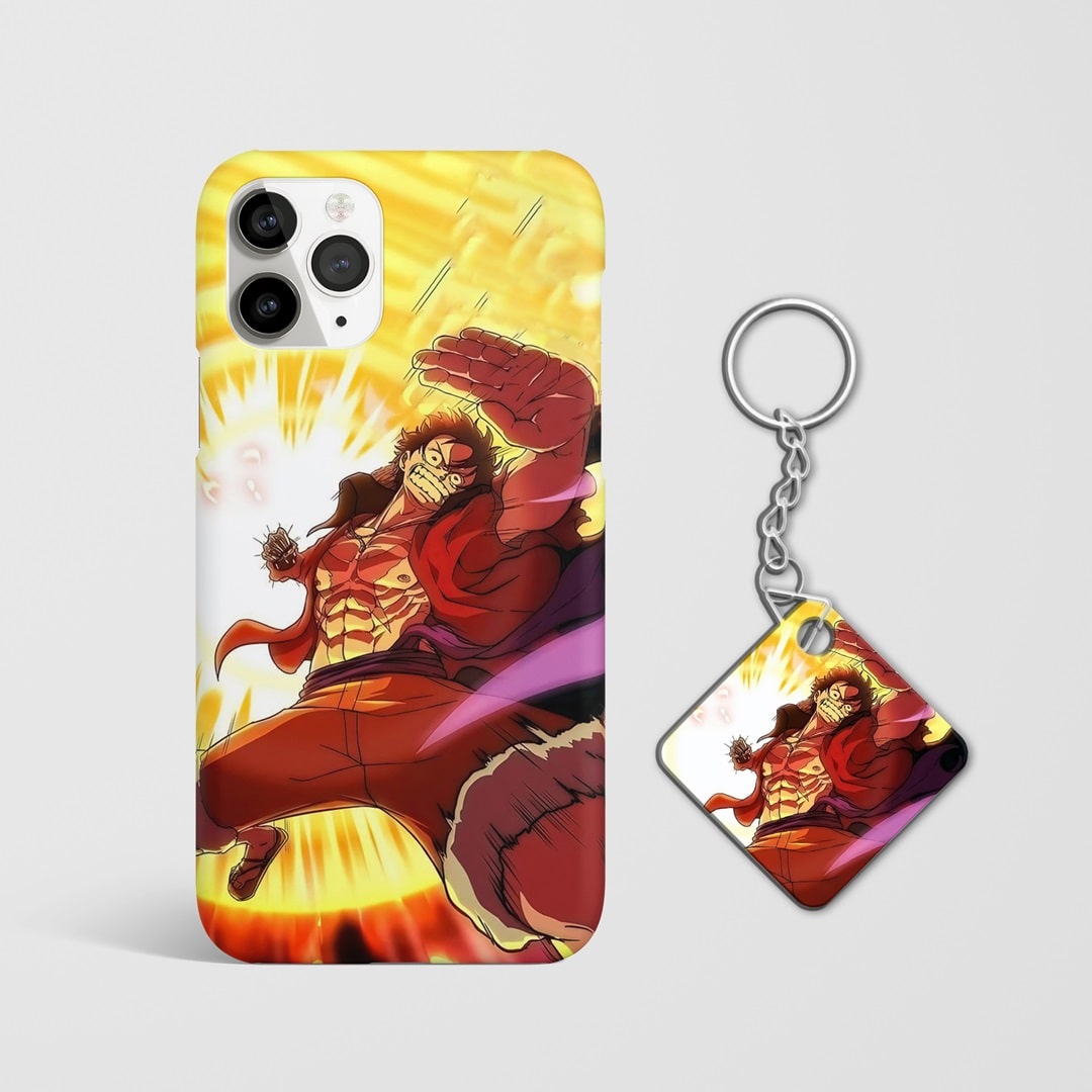 Close-up of Monkey D Luffy Haki Phone Cover, highlighting the detailed Haki design with Keychain.