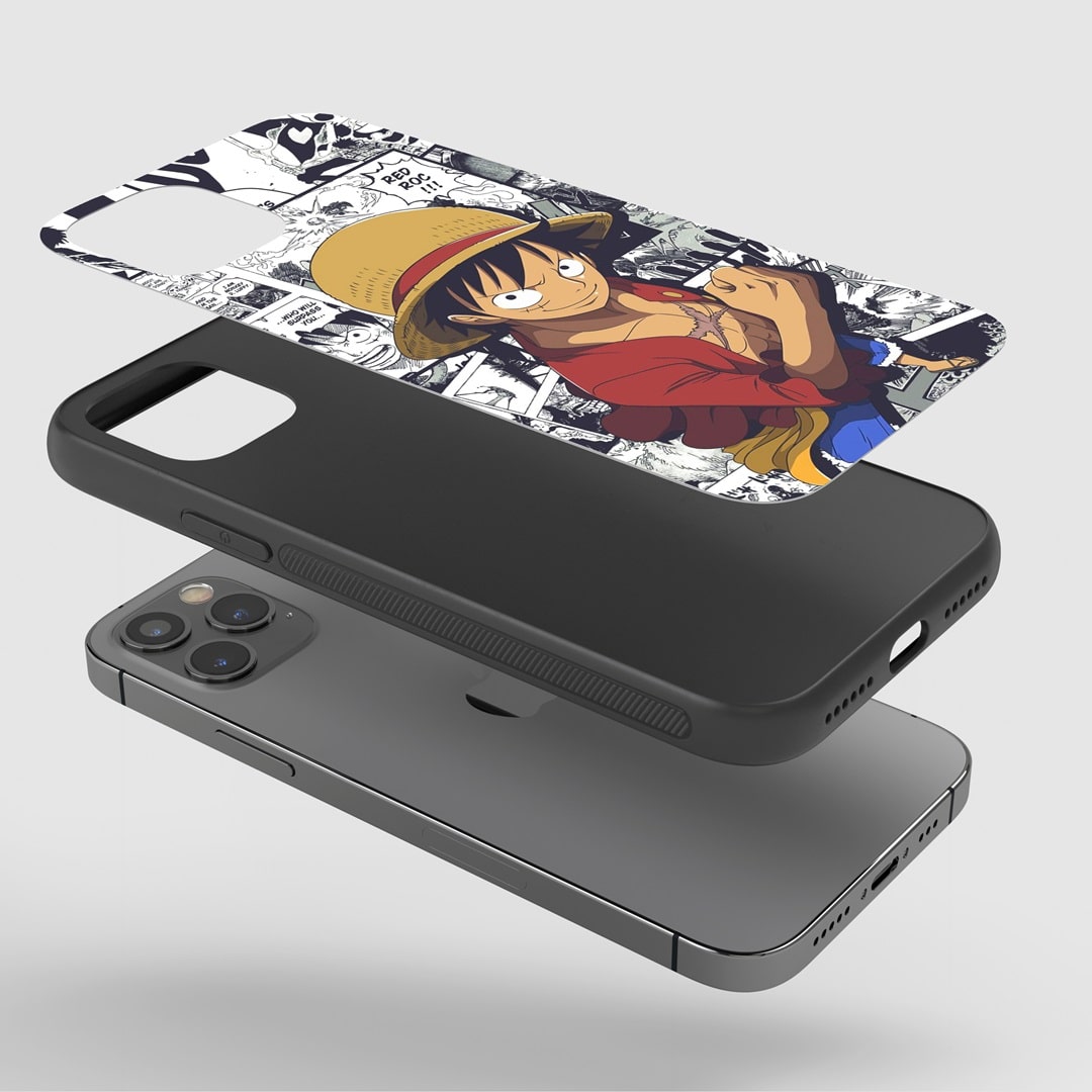 Monkey D Luffy Manga Phone Case installed on a smartphone, highlighting easy access to all buttons and ports.