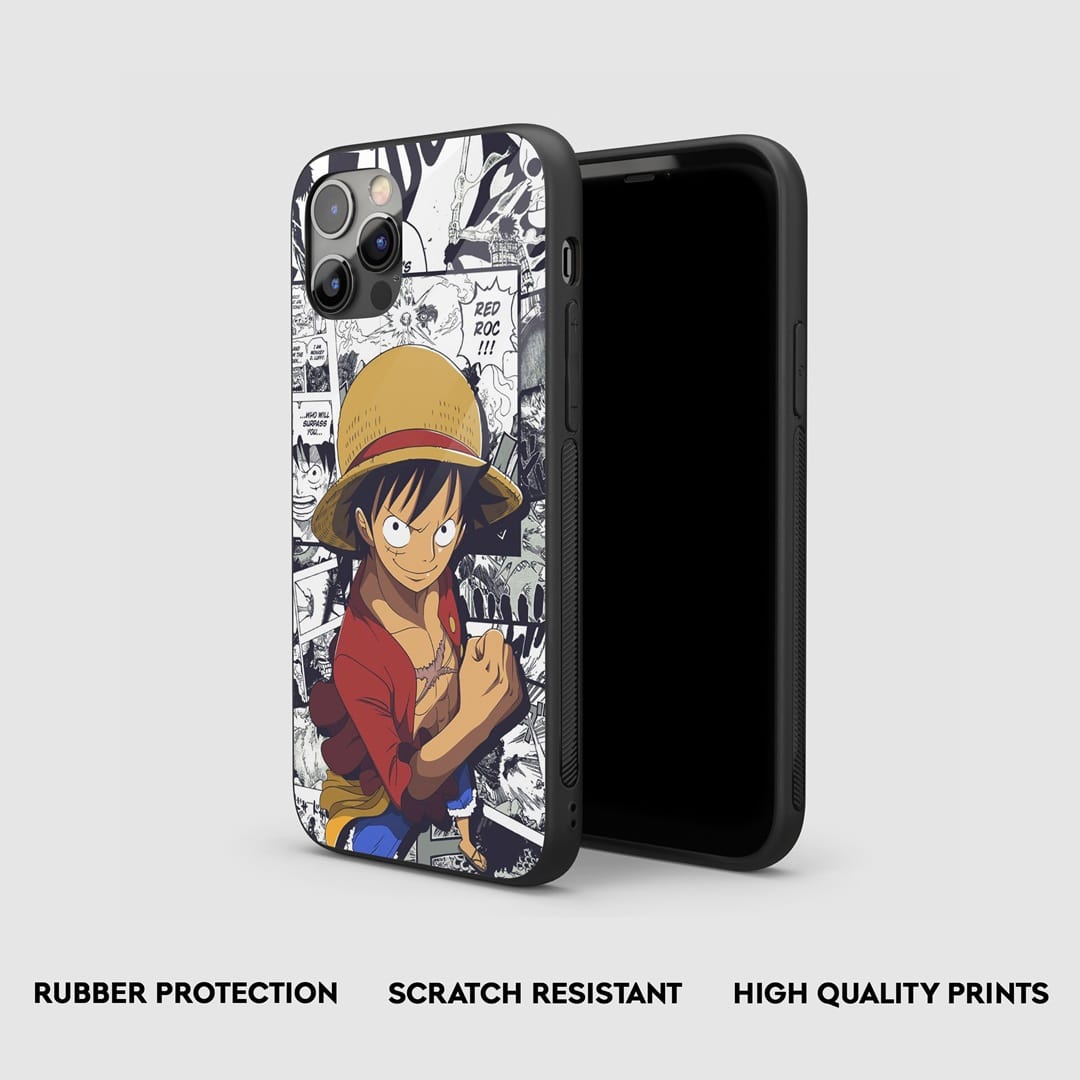 Side view of the Monkey D Luffy Manga Armored Phone Case, showcasing its thick protective layer."