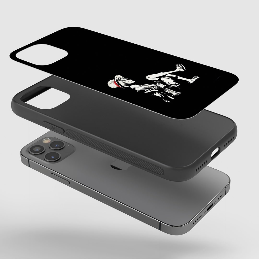 Luffy Minimal Phone Case fitted on a smartphone, showing easy access to all ports and buttons.