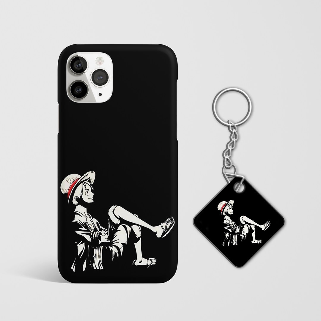 Close-up of Monkey D Luffy Minimal Phone Cover, highlighting the minimalistic design with Keychain.