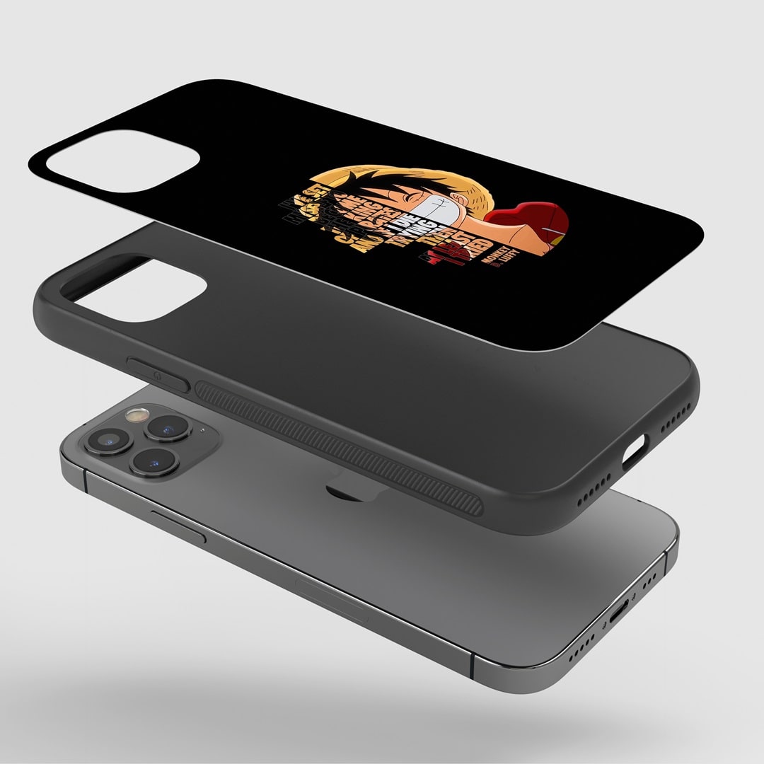 Luffy Quote Phone Case fitted on a smartphone, illustrating accessibility to all buttons and ports.