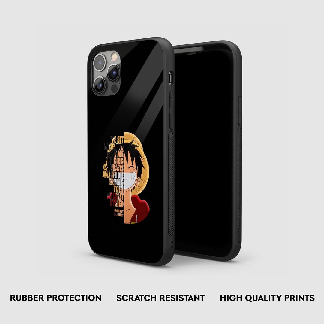 Side view of Monkey D Luffy Quote Armored Phone Case, showcasing its thick, protective layer.