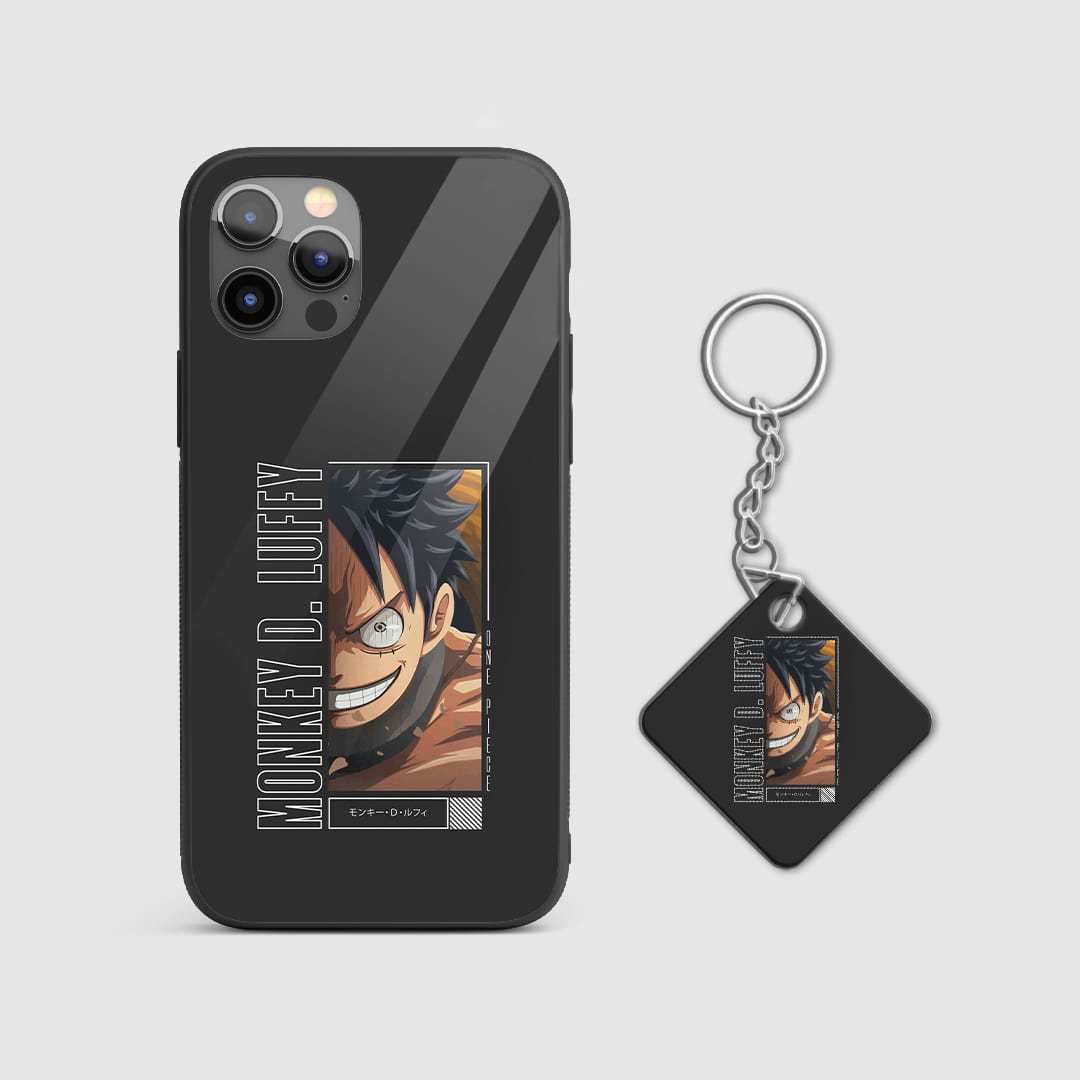 Detailed collage of Luffy’s pivotal moments on the silicone armored phone case with Keychain.
