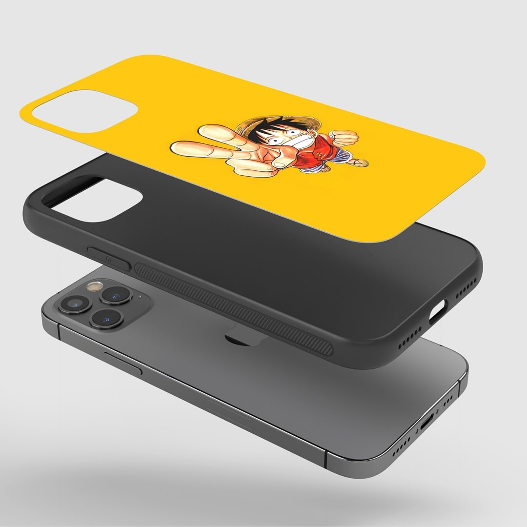 Monkey D Yellow Phone Case on a smartphone, illustrating easy access to all ports and buttons.