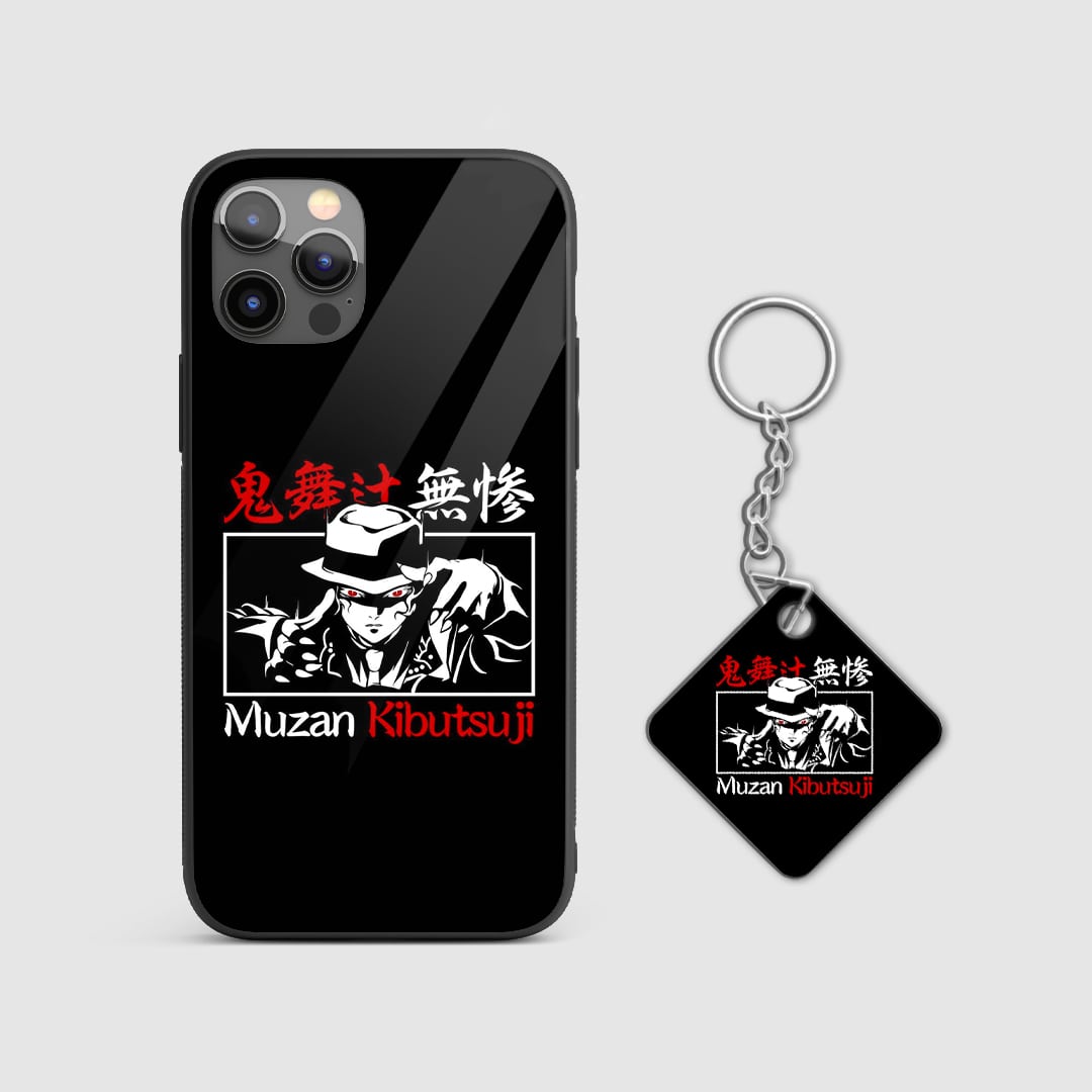ubtle design of Muzan Kibutsuji from Demon Slayer on a durable silicone phone case with Keychain.