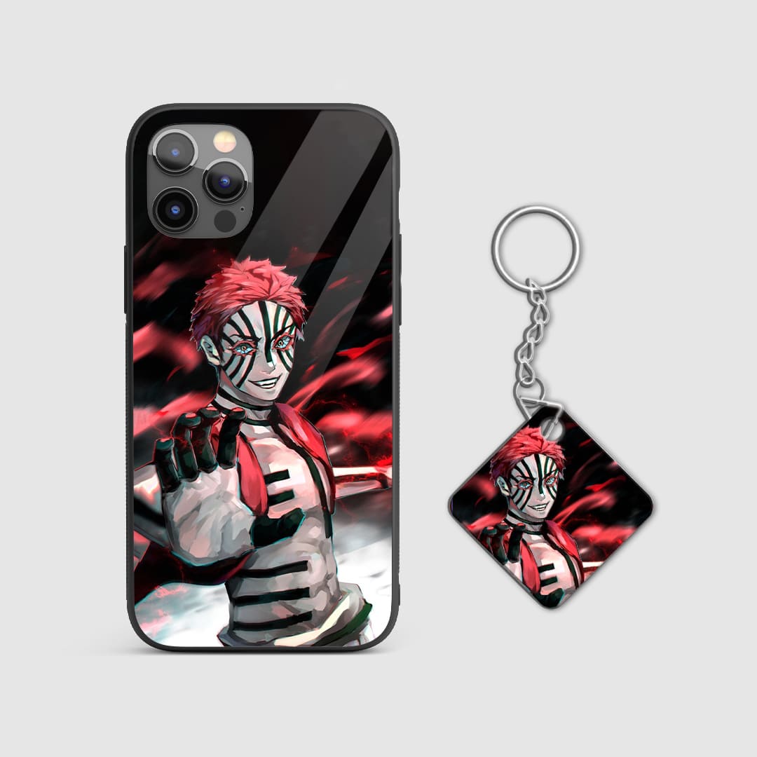 Sinister design of Muzan Kibutsuji from Demon Slayer on a durable silicone phone case with Keychain.