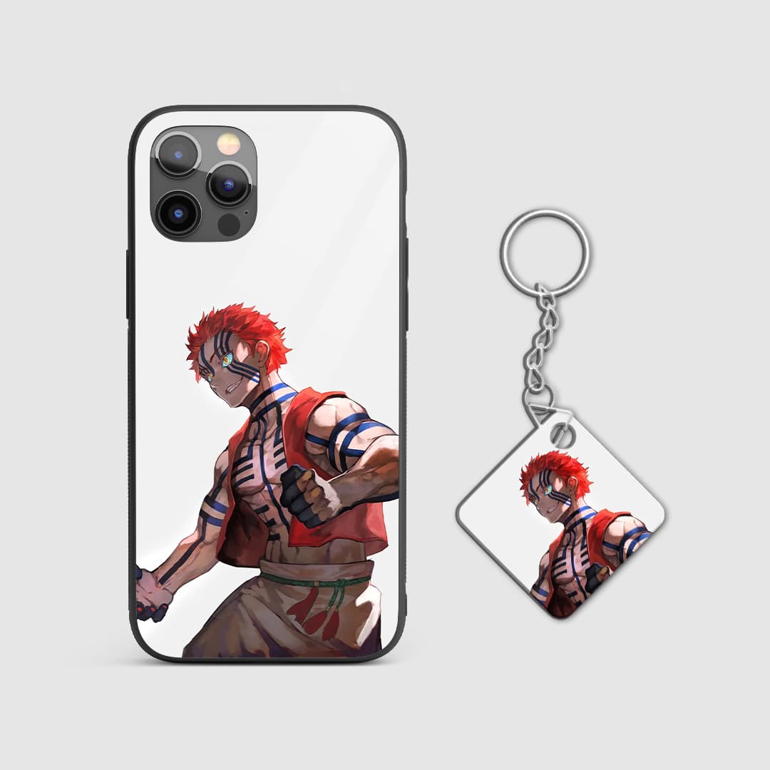 Elegant design of Muzan Kibutsuji from Demon Slayer on a durable silicone phone case with Keychain.