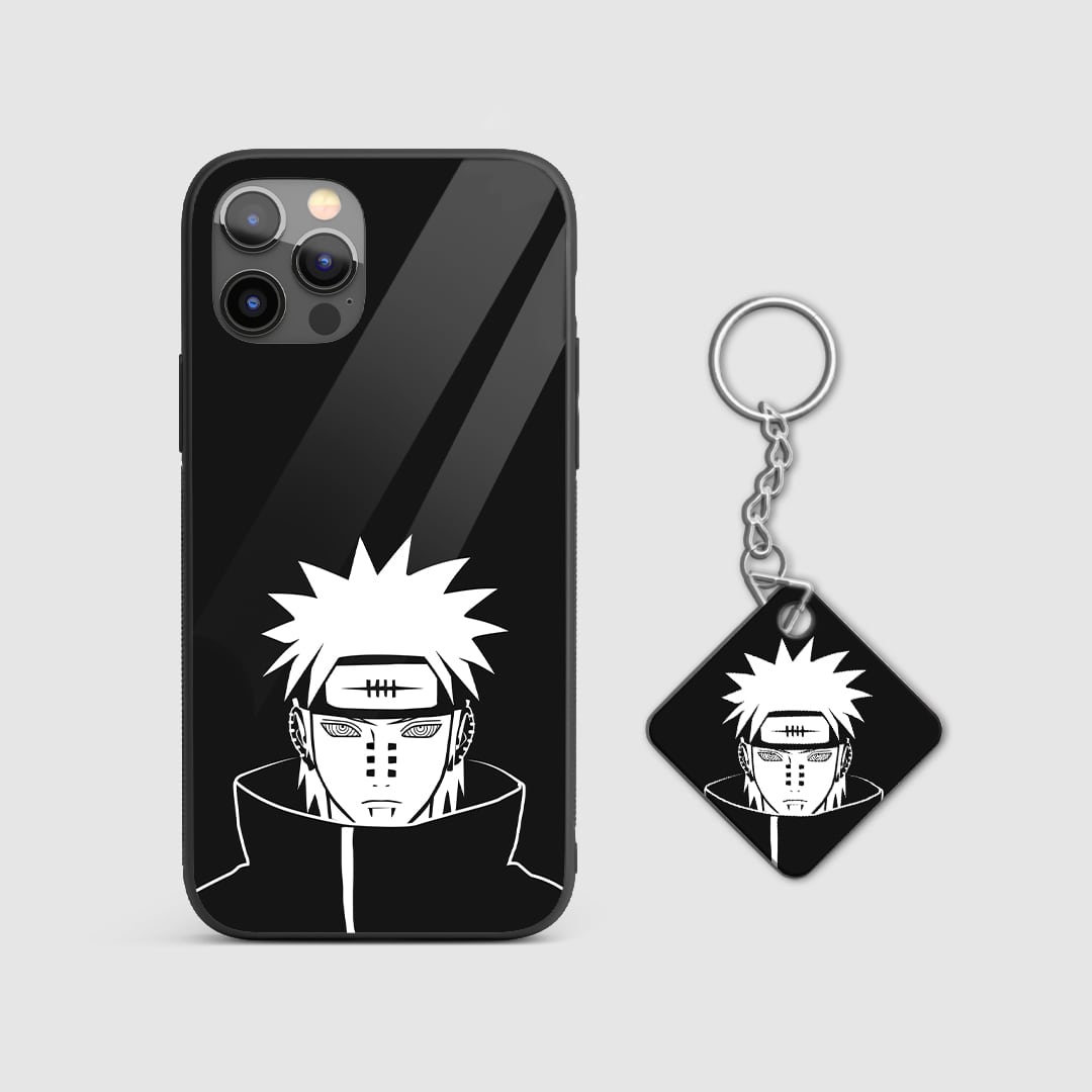 Detailed view of Nagato's piercing gaze on the silicone armored phone case with Keychain.
