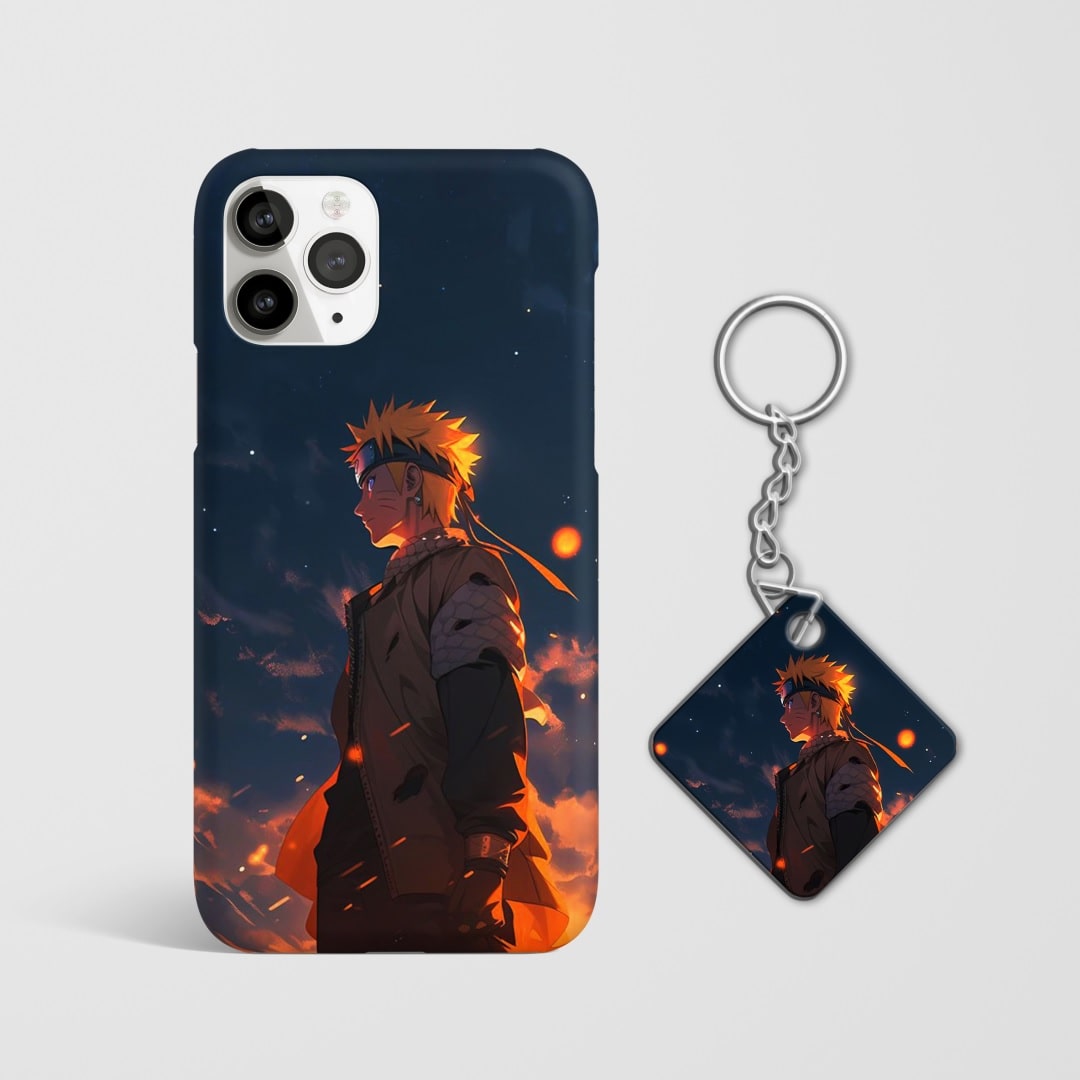 Close-up of the Naruto Aesthetic Blue Phone Cover, showcasing the detailed 3D matte design with Keychain.
