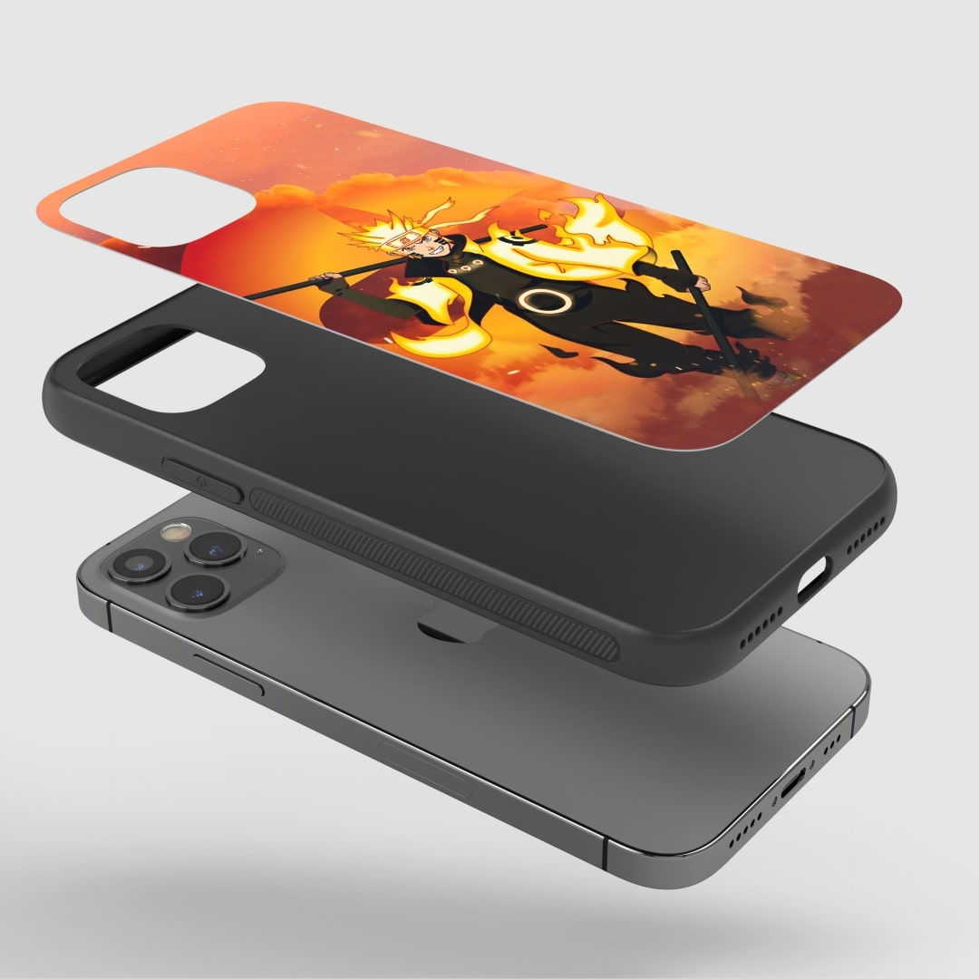 Naruto Chakra Phone Case fitted on a smartphone, highlighting ease of access to all buttons and ports.