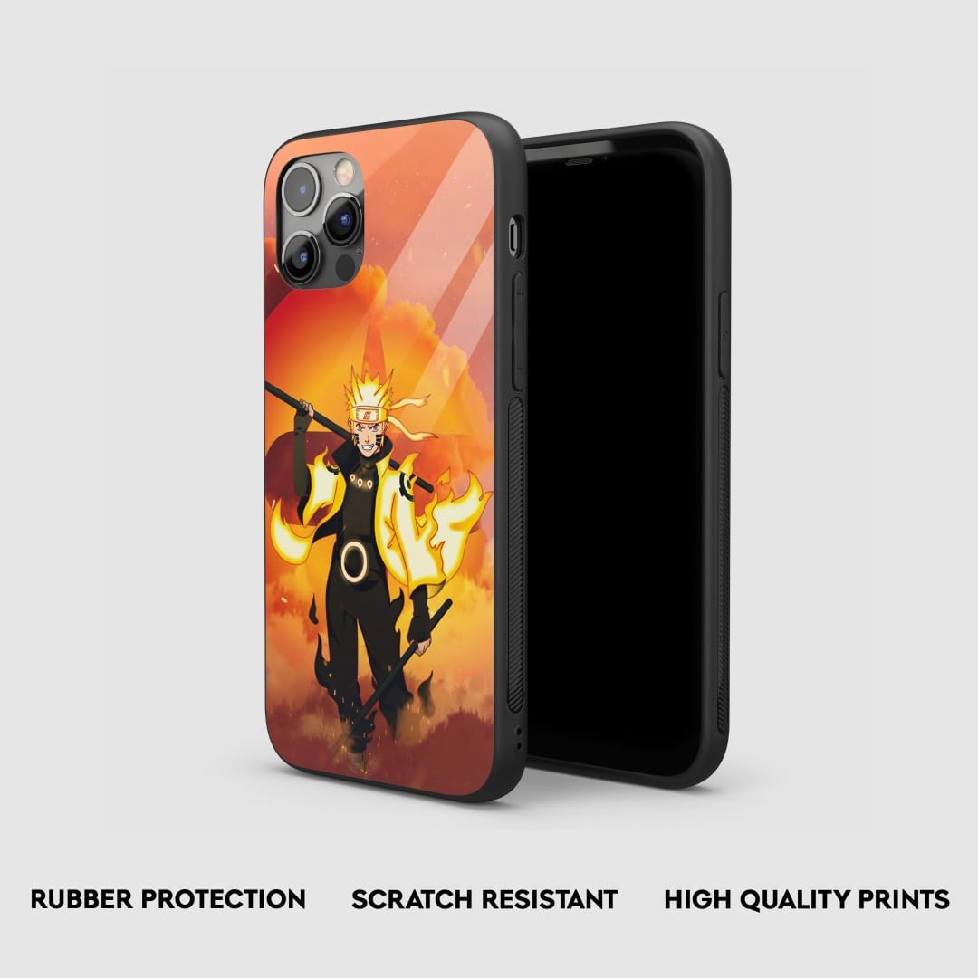 Side view of Naruto Chakra Armored Phone Case, showing its thickness for enhanced protection.