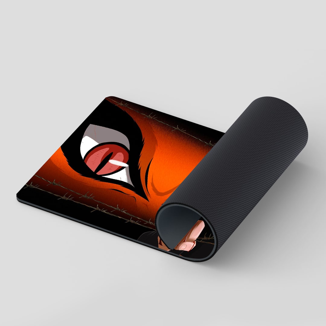 Smooth and vibrant Naruto Fox Eye themed desk mat