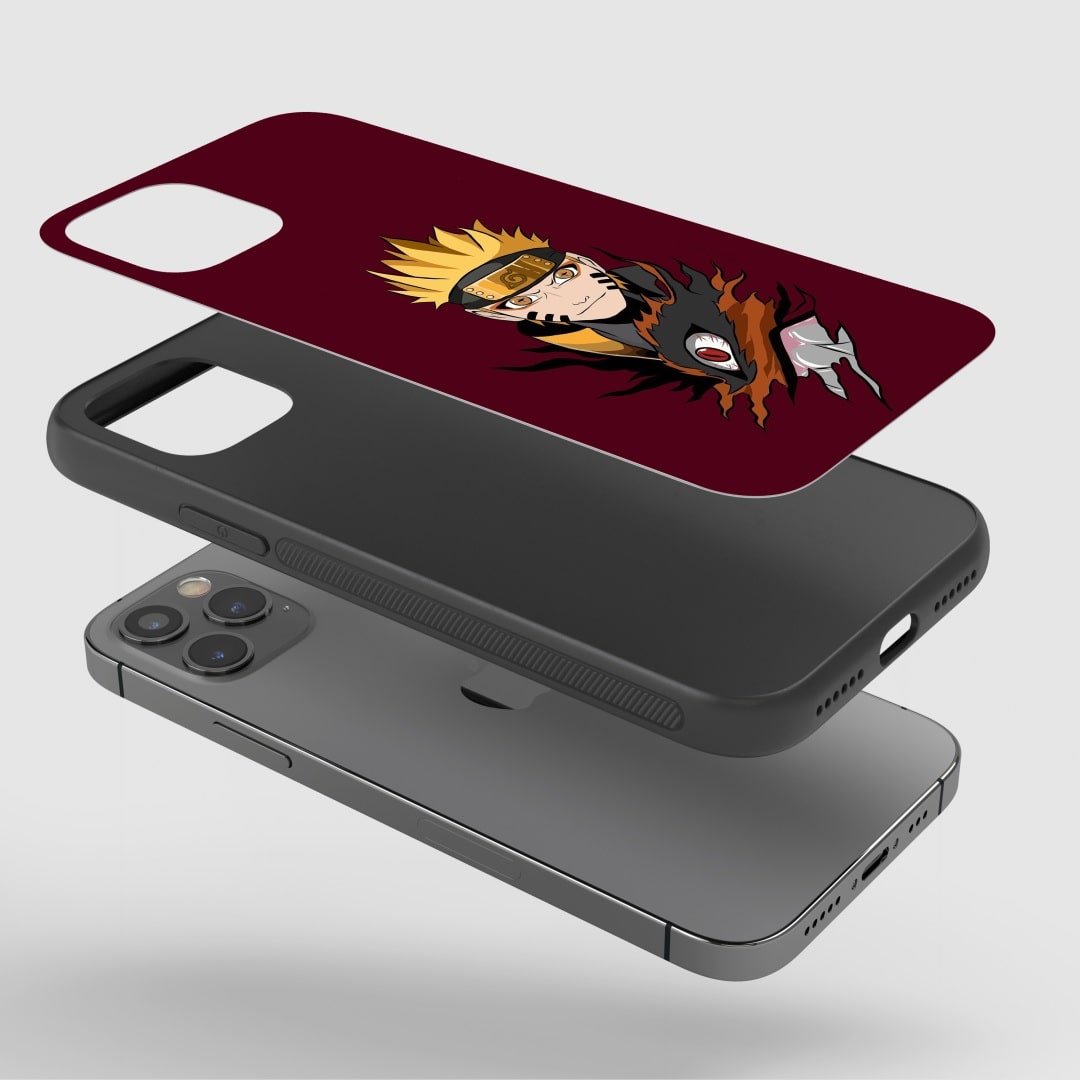 Naruto Armored Phone Case installed on a smartphone, showcasing ease of access to all ports.