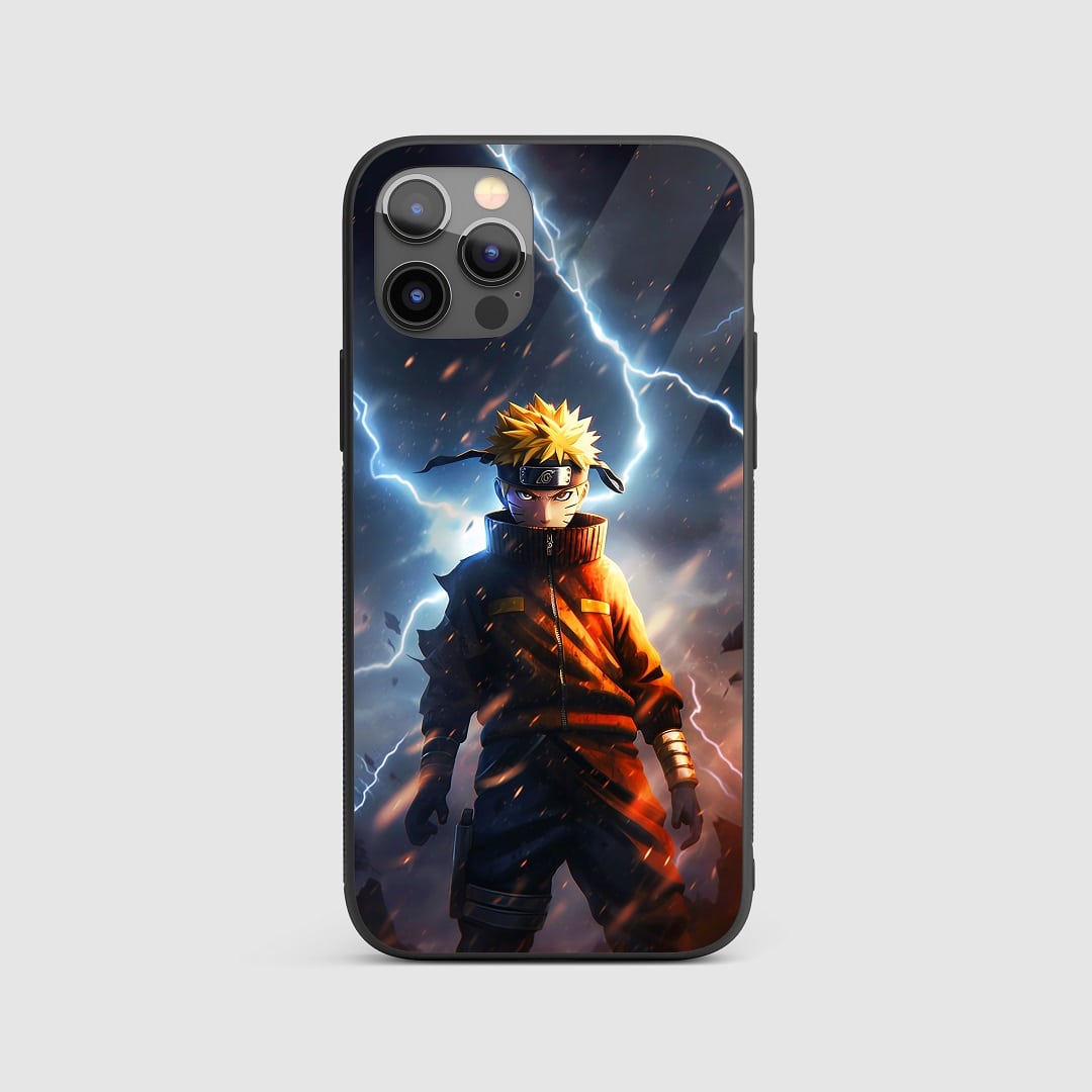 Naruto Graphic Silicone Armored Phone Case with a dynamic action print of Naruto Uzumaki.