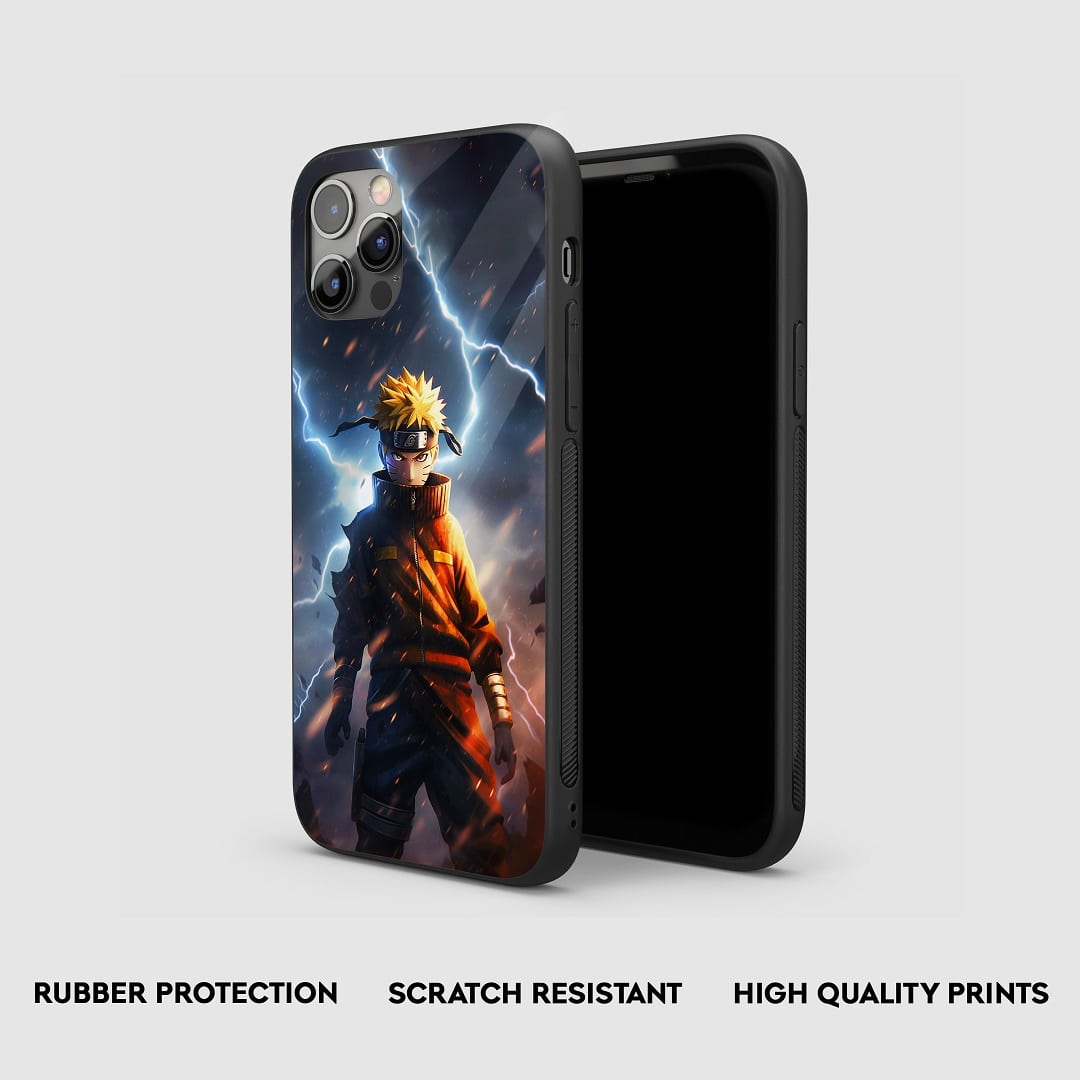 Side view of the Naruto Graphic Armored Phone Case, showcasing its protective silicone thickness.