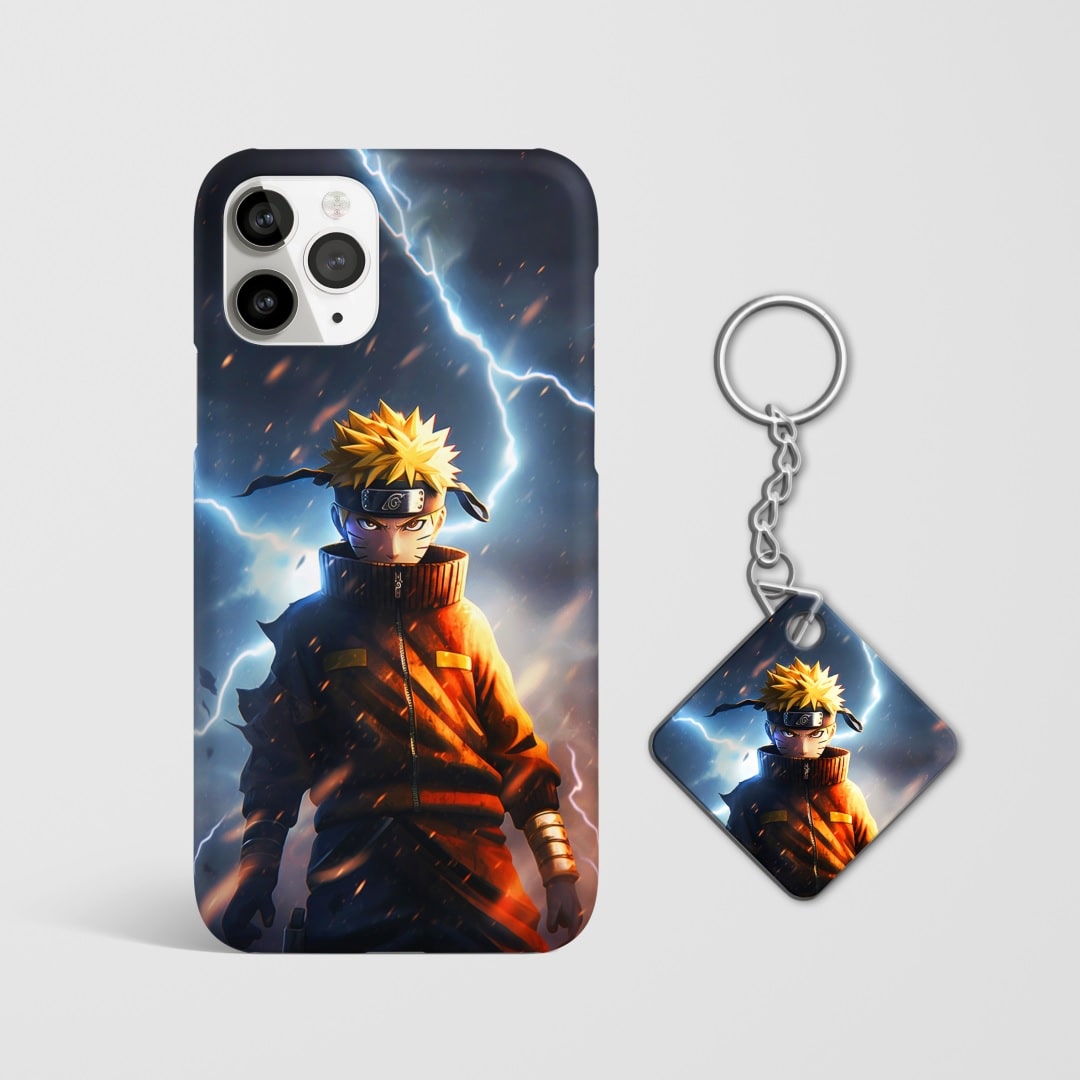 Close-up of the Naruto Graphic Phone Cover, showcasing the detailed 3D matte design with Keychain.