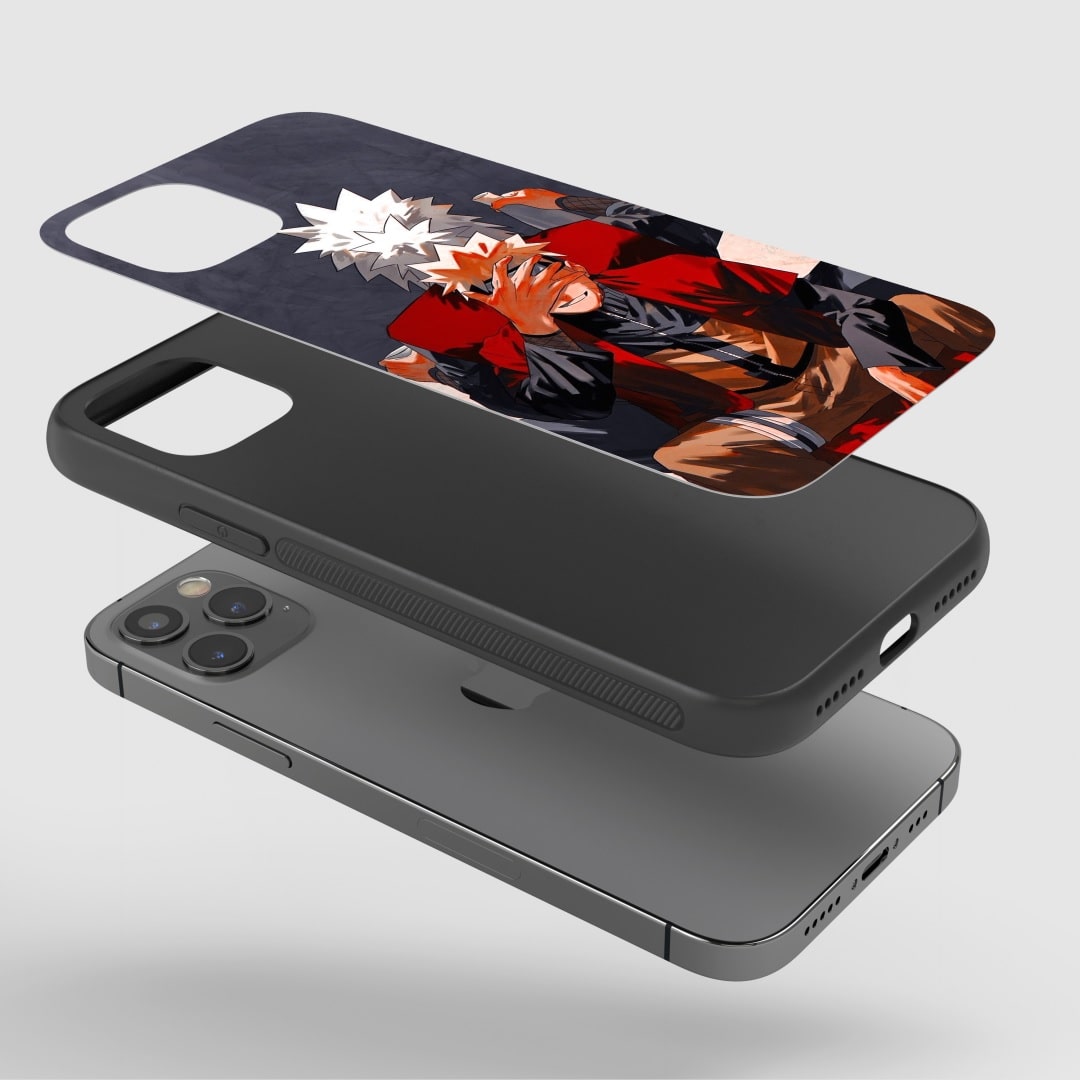 Naruto Jiraiya Phone Case installed on a smartphone, showing easy access to ports and buttons.