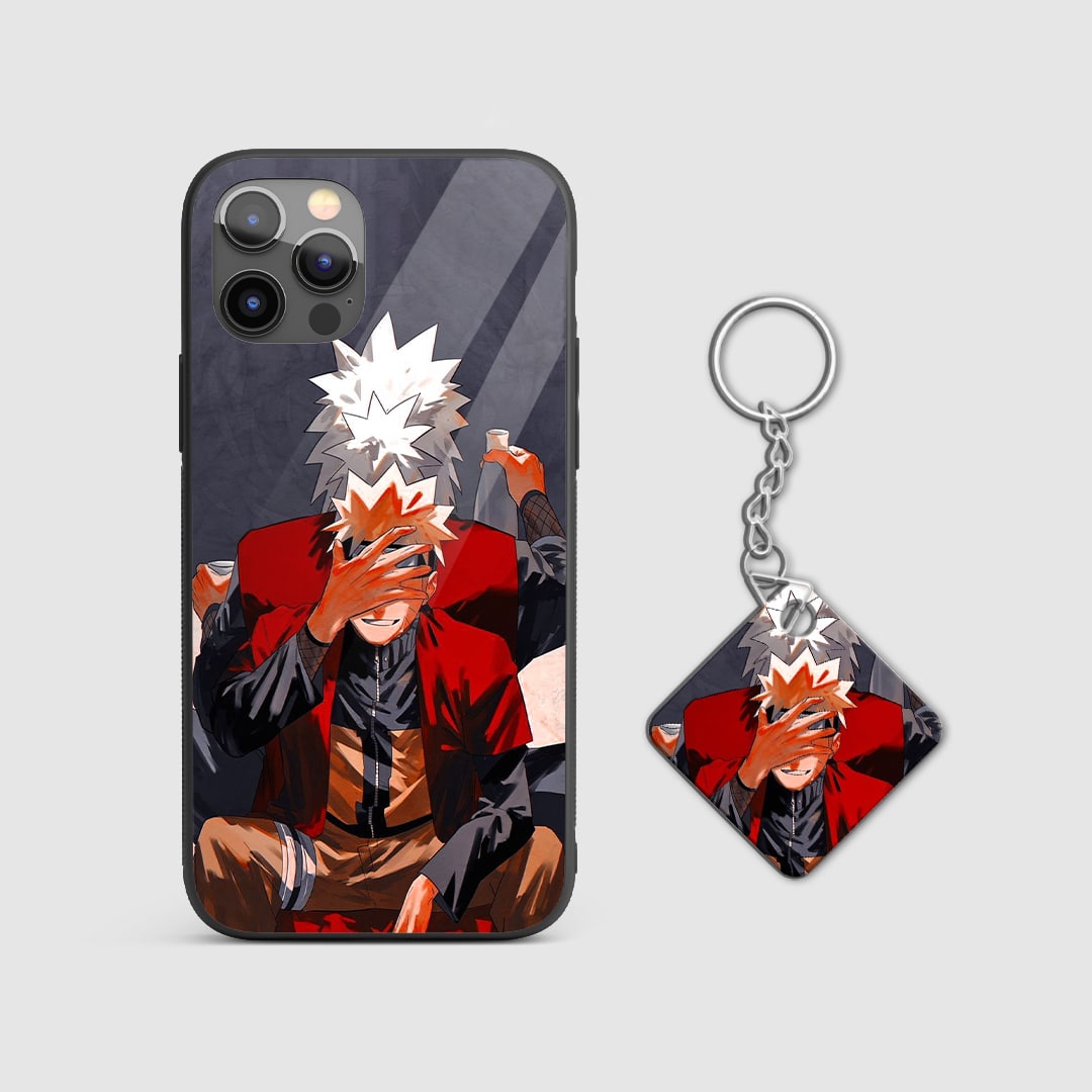 Side view of Naruto Jiraiya Armored Phone Case, highlighting its protective edges with Keychain.