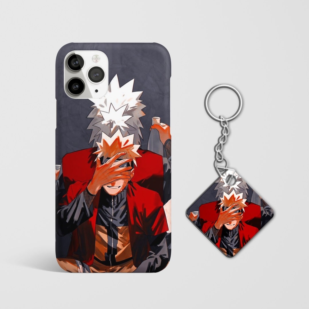 Close-up of the Naruto Jiraiya Phone Cover, showcasing the detailed 3D matte design with Keychain.