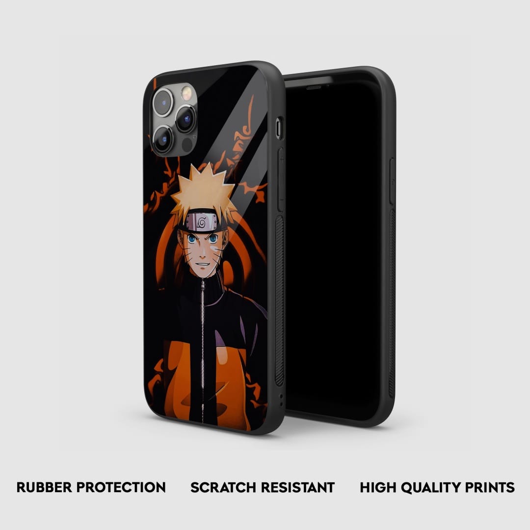 Side profile of Naruto Black Armored Phone Case, highlighting its protective features.