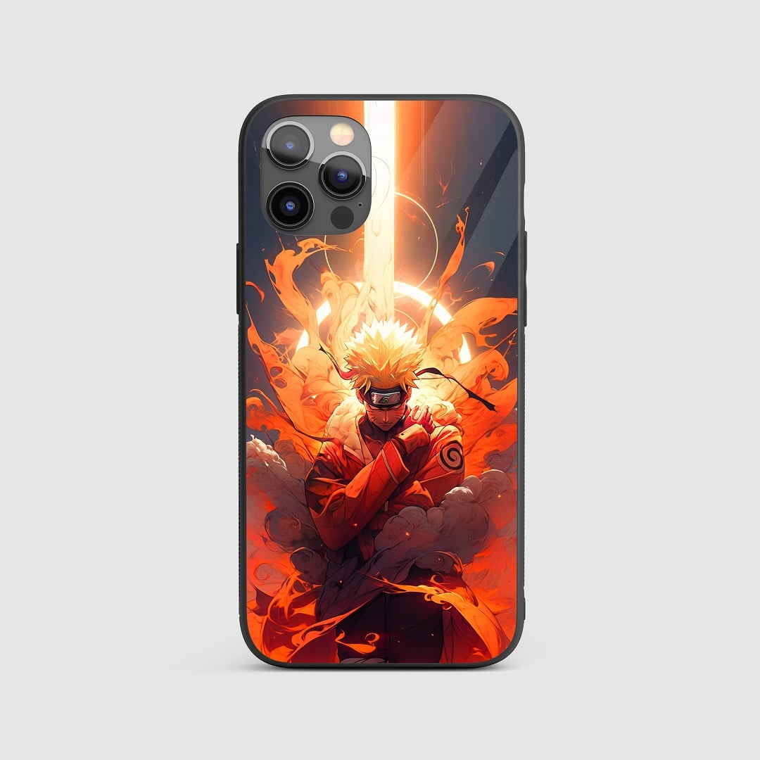Naruto Themed Silicone Armored Phone Case with iconic symbols and characters.