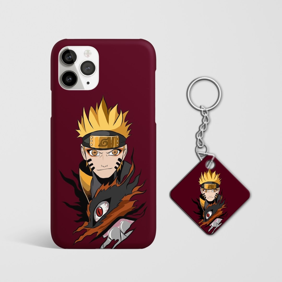 Close-up of the Naruto Phone Cover, showcasing the detailed 3D matte design with Keychain.