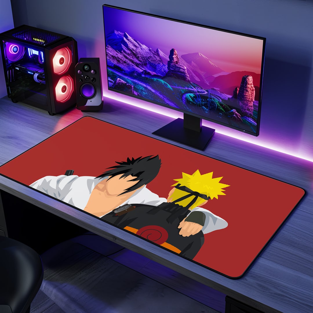 Naruto Sasuke Minimalist Desk Mat with clean anime design