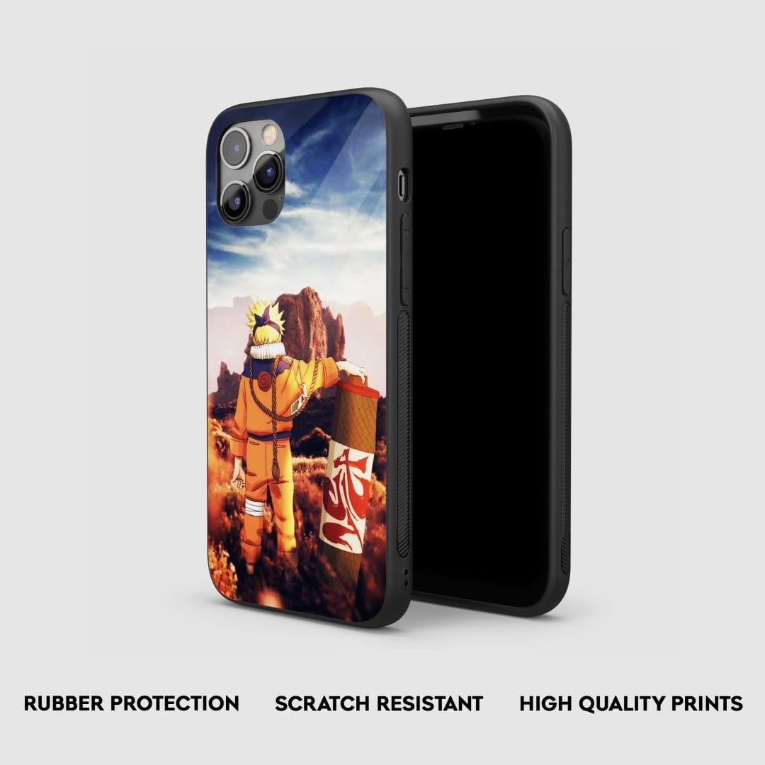 Side view of Naruto Scroll Armored Phone Case showing its thickness for enhanced protection.