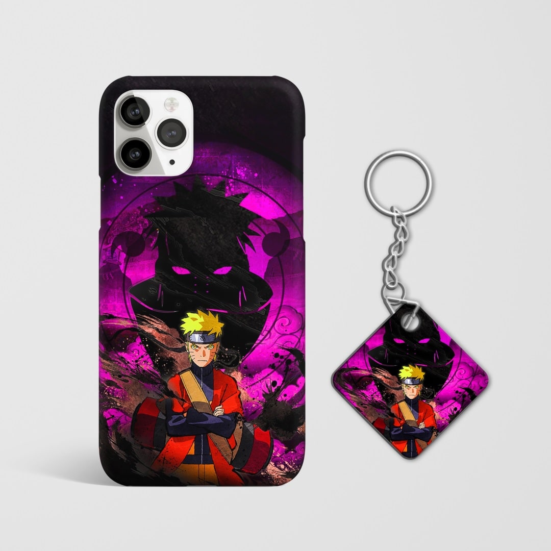 Close-up of the Naruto Shadow Clone Phone Cover, showcasing the detailed 3D matte design with Keychain.