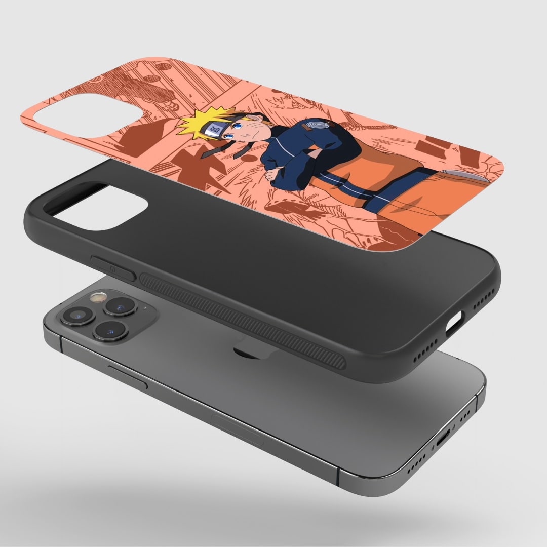 Naruto Manga Phone Case fitted on a smartphone, demonstrating functionality and ease of access.