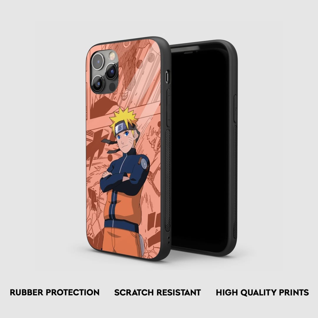 Profile view of Naruto Manga Armored Phone Case highlighting its thick protective silicone.