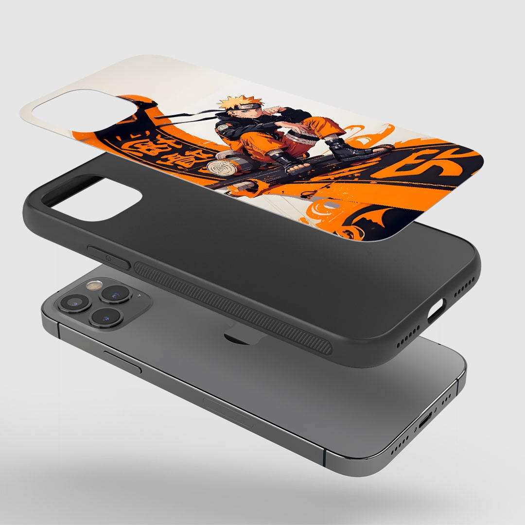 Angled view of Naruto Cool Silicone Armored Case featuring stylish anime art.