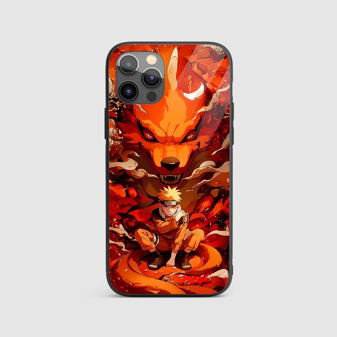 Naruto Kurama Silicone Armored Phone Case front view with powerful artwork.