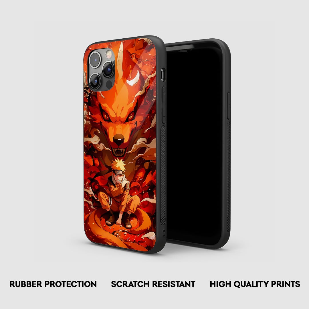 Side view of Naruto Kurama Silicone Armored Phone Case with snug fit and cutouts.
