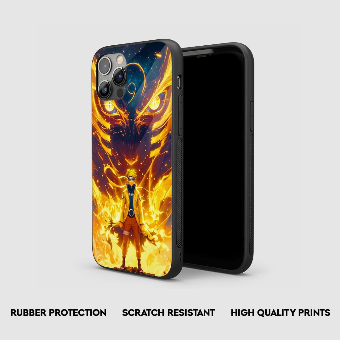 Side angle of Naruto Kurama anime armored phone case