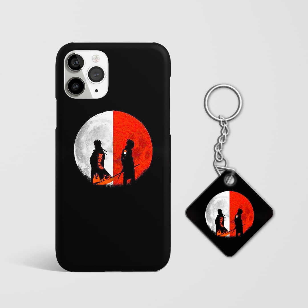 Back design of Naruto Sasuke Moon case with Keychain
