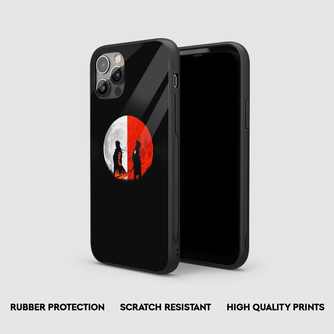 Side angle of Naruto Sasuke Moon anime armored phone case
