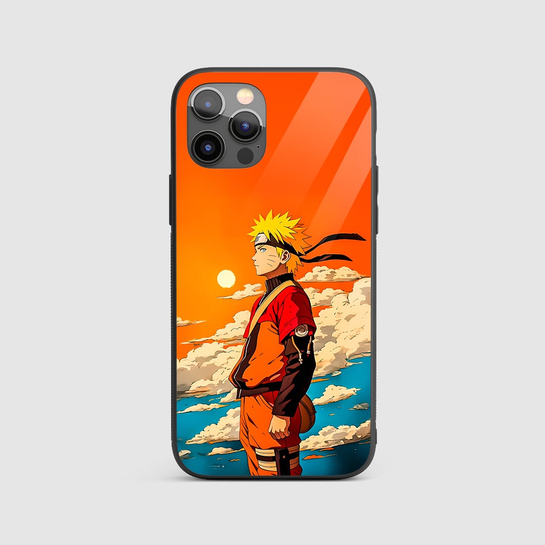 Naruto Sun Silicone Armored Phone Case front view with sun backdrop design.