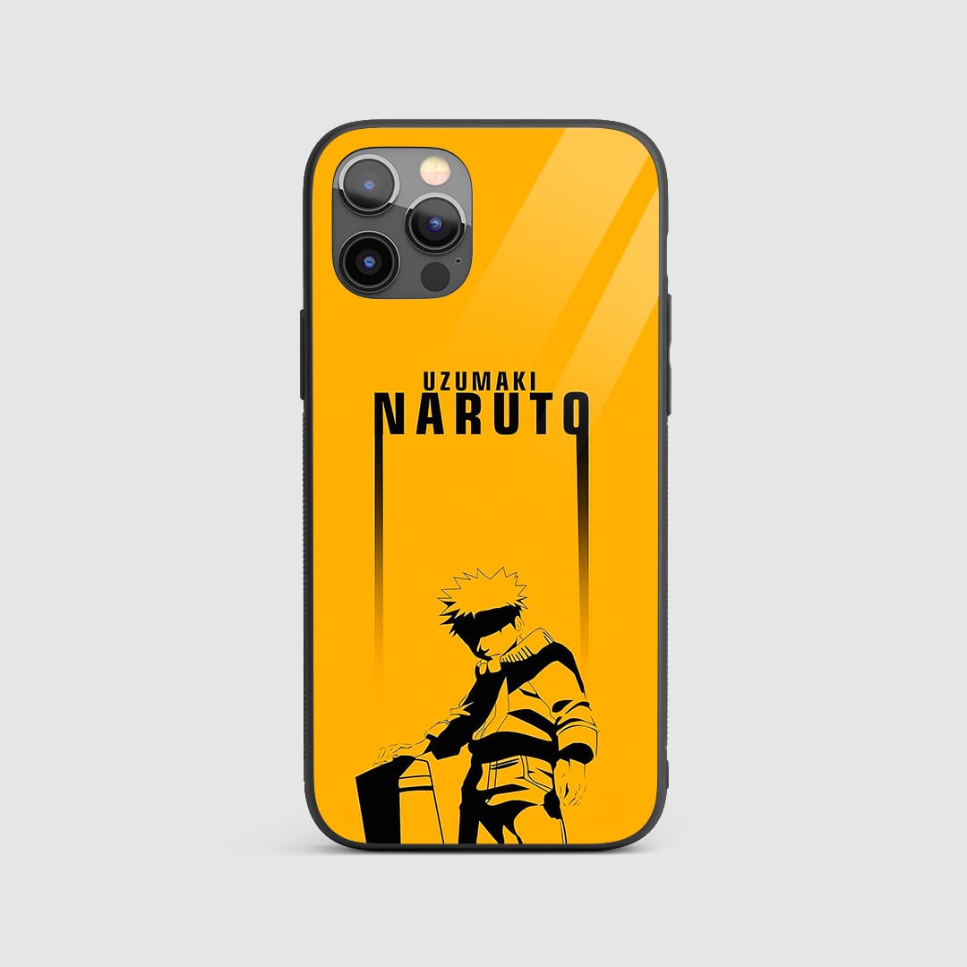Naruto Uzumaki Yellow Silicone Armored Phone Case front view with bold yellow design.